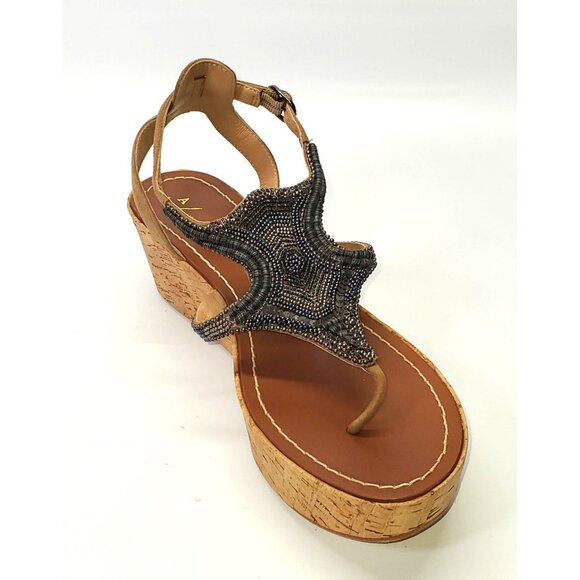 Anthropologie Women's Metallic Beaded Cork Platform Sandals Size 39 (9) 1446 - Picture 9 of 12